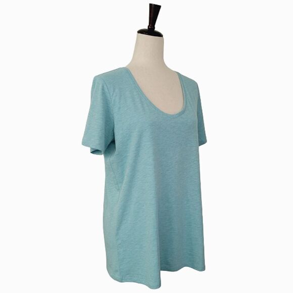 Lands' End Heathered Green Scoop Neck Short Sleeve Relaxed Fit T-shirt Size M - Picture 2 of 6